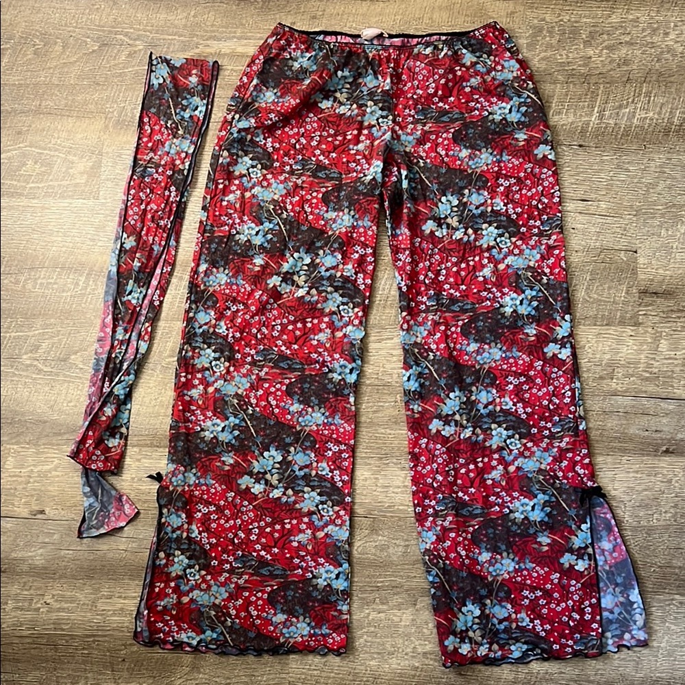 Samantha Chang Floral Mesh Lounge Pants Size Large